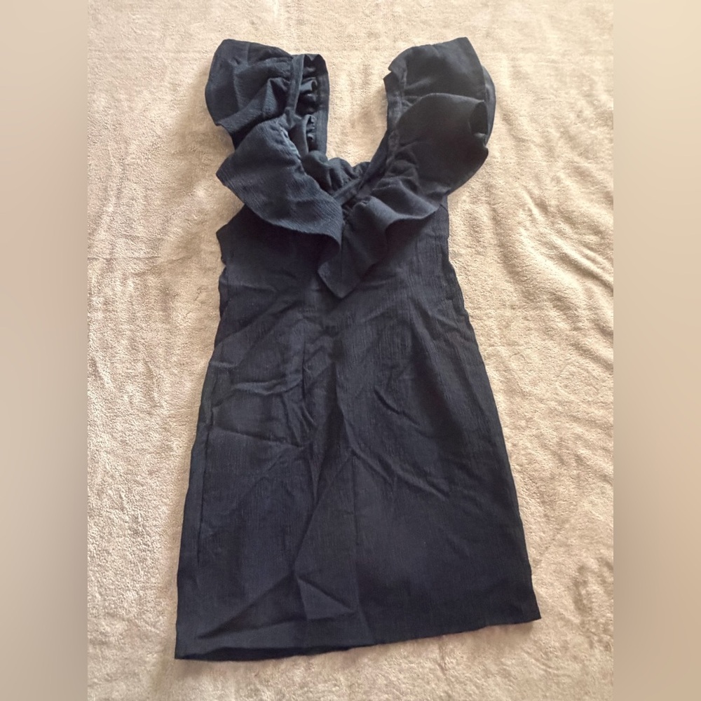 Black Ruffle Neck Sleeveless Dress